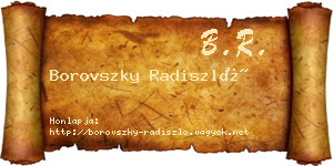 Borovszky Radiszló névjegykártya